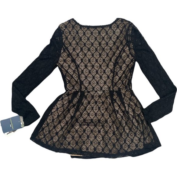 Catherine Malandrino for Design Nation Black Lace Overlay Top Size XS - Picture 4 of 6